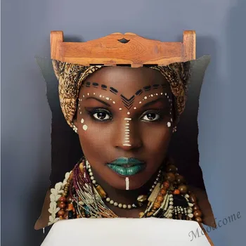 Negru Elegant Canapea Pernă Acoperă Regina Africană Printesa Regele Frumos Decor Acasă De Artă Lenjerie De Pat Din Bumbac Scaun Pernă Acoperă