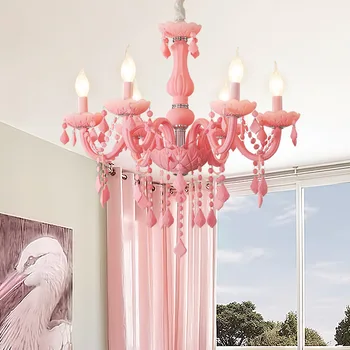 Noi moderne macaron candelabru de cristal roz / albastru / verde copii, camera dormitor, camera de zi de decorare lămpi