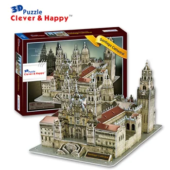 Candice guo! Puzzle 3D inteligent și fericit hârtie model asambla jucăria Catedral de Santiago de Compostela Spania cadou 1 buc