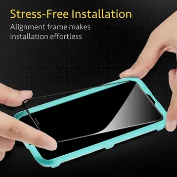 Full-Acoperire Temperat-Glass Compatibil pentru iPhone 11 2019 Ecran Protector [2-Pack] [Instalare Ușoară Cadru] 3D Margini Curbate