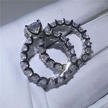 Vintage Promit Rng set Prințesă tăiat Diamant Cz argint 925 Logodna Nunta Trupa Inele pentru femei barbati Petrecere Bijuterii
