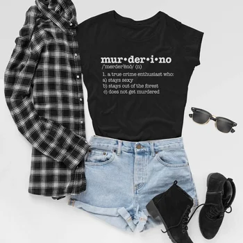 Sunfiz YF Moda să te îmbraci în Negru Muderino Definiție Tricou,Încuie Ușa Ta,nu te-a Ucis,Adevărat Fan Crima,Crima Podcast Tricou