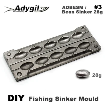Adygil DIY Pescuit Bean Sinker Mucegai ADBESM/#3 Bean Sinker 28g 5 Cavități