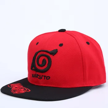 Naruto margine plat hip hop hat baseball cap plat refuz embroide pălărie roșie pălărie de soare