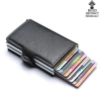 RFID portofel barbati Hasp de afaceri strat Dublu de Credit Card de Caz din Piele de Aluminiu geanta 2019 femei automată Card de IDENTITATE Titularilor de Lux