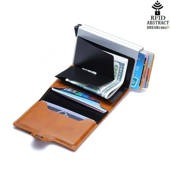 RFID portofel barbati Hasp de afaceri strat Dublu de Credit Card de Caz din Piele de Aluminiu geanta 2019 femei automată Card de IDENTITATE Titularilor de Lux