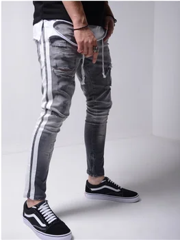 Skinny Jeans Men Pure Culoare Denim de Bumbac Clasice de Epocă Wash Hip Hop Pantaloni pantaloni S-4XL Plus Dimensiune blugi de primavara Toamna