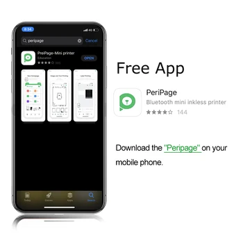 PeriPage Mini Portabil, Imprimantă Termică Pocket Photo Printer pentru telefonul Mobil Android iOS Gratuit App Gratuit