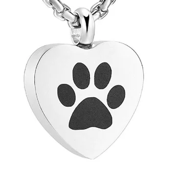 IJD0022 din Oțel Inoxidabil Câine Laba de Imprimare Inima Incinerare Memorial Pandantiv Cenușă-Pet Urna Colier