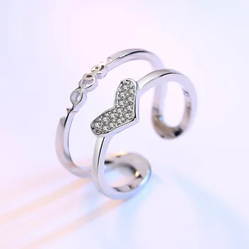 Argint 925 romantic dragoste inima de cristal doamnelor'finger inele de nunta bijuterii femei inel cadou ieftin picătură de transport maritim