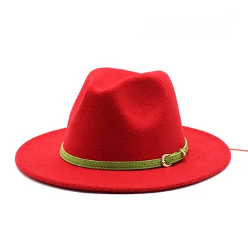 Seioum Toate-meci Wide Brim Fedora Hat Pentru Femei Culoare Solidă Lână Pălărie de Fetru Pentru Barbati Toamna Iarna Panama Gamble Galben Jazz Capac