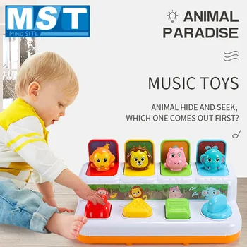 Distractiv de Animale Instrumente Muzicale de Presă Pop-up de Muzică de Învățământ Jucării Pentru Copii Copii Viguros Ascunde Comuta Joc Cu Sunet