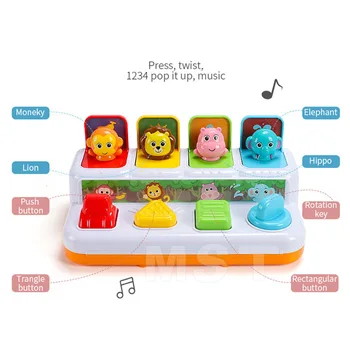Distractiv de Animale Instrumente Muzicale de Presă Pop-up de Muzică de Învățământ Jucării Pentru Copii Copii Viguros Ascunde Comuta Joc Cu Sunet