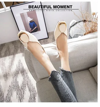 Femei de primăvară și de toamnă 2020 noua moda sălbatic confortabil square toe pantofi superficial gura fund plat fund moale casual s194