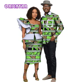 Africa de Haine pentru Barbati Femei Africane Print cu Maneci Lungi Barbati Tricou Femei Unul-Umăr Topuri Fuste Scurte Cupluri Îmbrăcăminte WYQ135