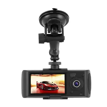 Dual Lens GPS Camera Auto DVR Bord Cam Recorder Video G-Senzor w/ Viziune de Noapte Buton de Blocare Automată a Ciclului de Înregistrare