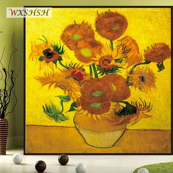 Dimensiune particularizată Vitralii Autocolant Static Van Gogh Floarea-soarelui Dulap Usi Dormitor Baie Decorative Tint-Folie 40cmx100cm