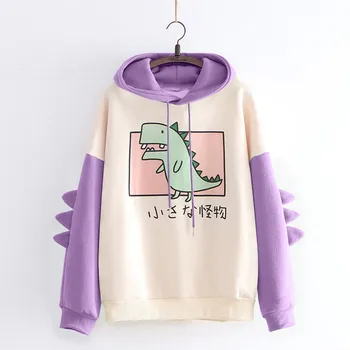 Dinozaur supradimensionate pentru femei Tricou Drăguț harajuku coreeană Stil Hanorac Gros haine pentru Femei Pulover Vrac Îmbinare Tricoul Topuri