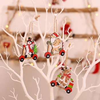 9pcs Crăciun Ornament din Lemn Agățat Pandantive Camion Cerb Moș Crăciun Ambarcațiuni de Lemn DIY Agățat în Pomul de Crăciun Decoationr Hang Tag