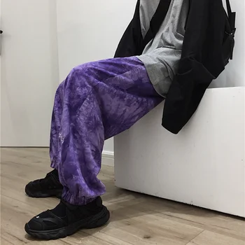 NiceMix 2020 primăvară Harajuku Pantaloni Femei Tie Dye Pantaloni Pantaloni Cuplu Haine Sportiv Streetwear Scrisoare Broderie Modis