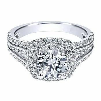 14K Aur Alb Inel cu Diamant pentru Femei Pătrat Anillos Bizuteria Nunta Bague Diamant tipul de Piatră prețioasă Alb Topaz Bijuterii Fine Ring Fata