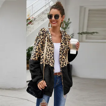 Leopard de Imprimare Mozaic Maneca Lunga, Hanorace Femei 2020 Toamna Iarna Vrac Casual cu Fermoar Femei Tricou de Moda Slim Topuri