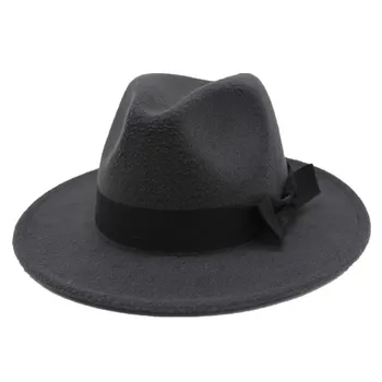 OZyc 2018new Primăvară Wide Brim Fedora Bărbați Femei Vintage Jazz Pălării de Moda Stele Lână pălărie de fetru Unisex Negru Simțit Bowler Trilby