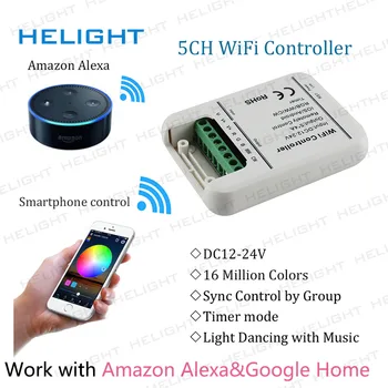 Wifi 5 Canale RGBW/WW/CW Controler cu Led-uri 16Million Culori Smartphone Controla Muzica și Modul Timer Magic Home Wifi Controler