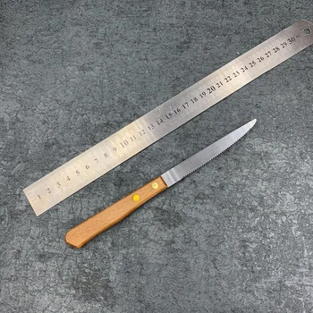 12pcs din oțel inoxidabil cuțit cu mâner din lemn Cuțite de Masă Set Set de Cină Restaurant Tacâmuri