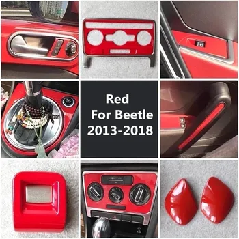 Red Car Styling Interior O/C Fereastra Control Panel Acoperi Butonul de Schimbare Viteze Panoul de Turnare Tapiterie pentru Volkswagen Beetle 2013 - 2018