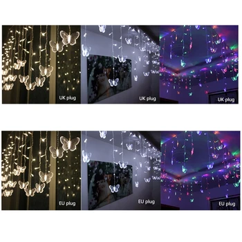 Fluture Șir LED Strip Festival de Vacanță Sloi de gheață Perdea Lumini de Crăciun, de Nunta Lămpi UE/UK Plug