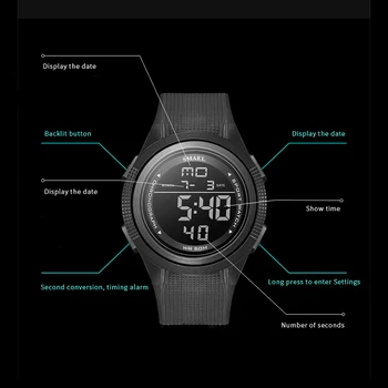 Bărbați Ceas Sport rezistent la apa reloj hombre Led-uri Digitale Ceas Pentru bărbați Luminos Oprire Ceas 1220 Sport Digitale Ceasuri Pentru Barbati