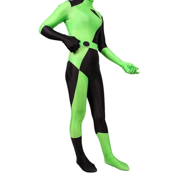 2019 Nou Stil de Cosplay Amuzant personaj Negativ Super-Kim possible Shego Purim Petrecere de Halloween Zentai Salopete Shego Rol Costum