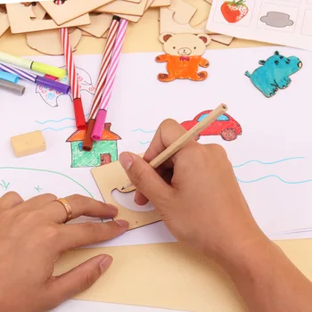 Cele mai noi 100buc bord Școală Instrumente de Vopsea de Învățământ Carte de Colorat Vopsea de Învățare Colorat Board planșetă de Lemn Desen jucărie
