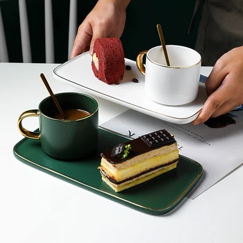 European small luxury ceramice ceașcă de cafea set mic dejun cana de lapte cupa Nordic francez cu gustare tava WJ112219