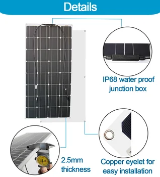 Flexibil 12v 300w panou solar monocrystallin sistem home kit complet off-grid 24v 200w300W utilizate în rv auto 12V de încărcare a bateriei