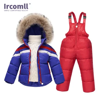 Ircomll Copii Salopete de Iarna Pentru Fete Baieti Îngroșat pentru Sugari Îmbrăcăminte pentru Copii Seturi de 2 BUC Strat de Top din Bumbac Geaca+Salopeta Pantaloni