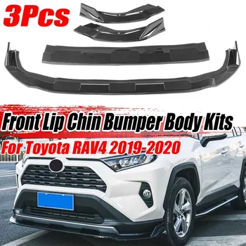 Aspect Fibra de Carbon/Negru Masina Bara Fata Splitter Buze, Bărbie Body Kit Bara Difuzor Spoiler Protector Pentru Toyota RAV4 2019-2020