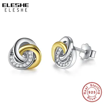 ELESHE 2019 Lux Noua Moda Argint 925 Cercei cu Aur Dragoste Știu de Cristal Cercei Stud pentru Femei Partid Bijuterii