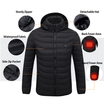 FIERBINTE Ourdoor Încălzire Electrică Jachete Bărbați Femei din puf si Pene de Bumbac Încălzit Haine de Iarna Termic Cald cu Gluga Îmbrăcăminte 2018