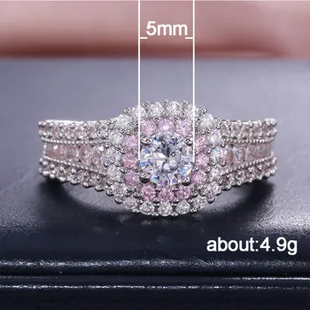 2021 nouă rundă de lux argint 925 inel de logodna pentru femei lady cadou de aniversare de bijuterii en-gros de crăciun R5543