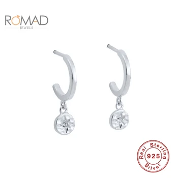 ROMAD Cercei Pentru Femei Argint 925 Cercei Moda C-în formă de Semicerc Cercei Cercel cu Diamant Pendientes