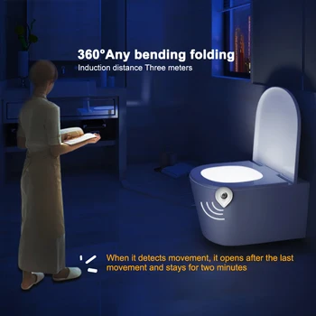 Smart senzor de Mișcare lampă lumina de Noapte Toaletă decor PIR Wc 8 Culoare rgb cu LED-uri Impermeabil Iluminat WC lămpi decorative