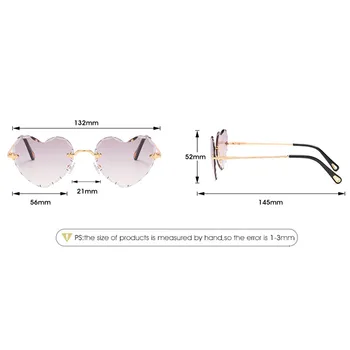 GISAEV de Conducere Ochelari Femei în Formă de Inimă Fara rama de ochelari de Soare de Culoare Cristal de Lux Tăiere Dragoste Lentile Fara rama de Ochelari de Moda