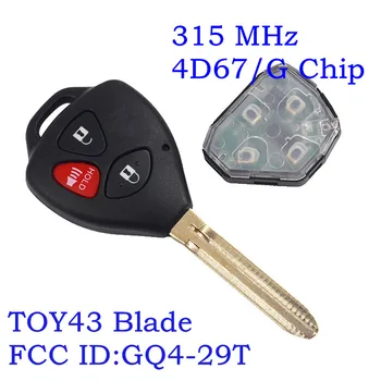 315Mhz cheie de la Distanță Pentru Toyota Camry, Corolla Avalon Venza 2007 2008 2009 2010 2011 2012 GQ4-29T cheie Originală G Cip 4D67 Cip