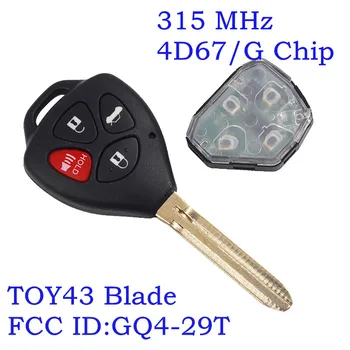 315Mhz cheie de la Distanță Pentru Toyota Camry, Corolla Avalon Venza 2007 2008 2009 2010 2011 2012 GQ4-29T cheie Originală G Cip 4D67 Cip