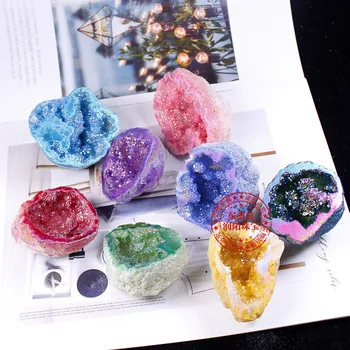 Galvanizare culoare Naturale Cristal Agat pestera ornamente cluster de cristal de cuarț punct placate cu minerale-specimen de cadou de Crăciun