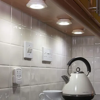 Interior LED lumina reflectoarelor set bucatarie baie tavan dulap 3 LED pachet cu controller wireless cu adeziv fixator