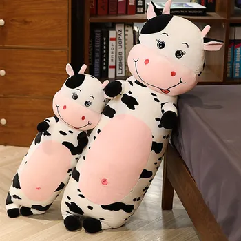 80cm-120cm de Înaltă Calitate, Plus Lapte de Vacă Moale Jucărie de Pluș de Desene animate de Animale Bovine Papusa Birou Pauză de Prânz pui de Somn de Dormit Perna Cadouri
