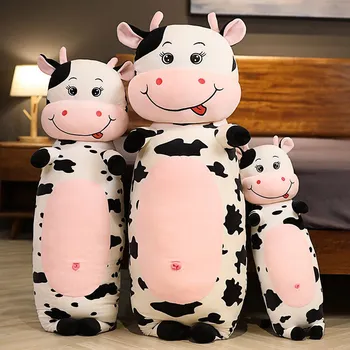 80cm-120cm de Înaltă Calitate, Plus Lapte de Vacă Moale Jucărie de Pluș de Desene animate de Animale Bovine Papusa Birou Pauză de Prânz pui de Somn de Dormit Perna Cadouri